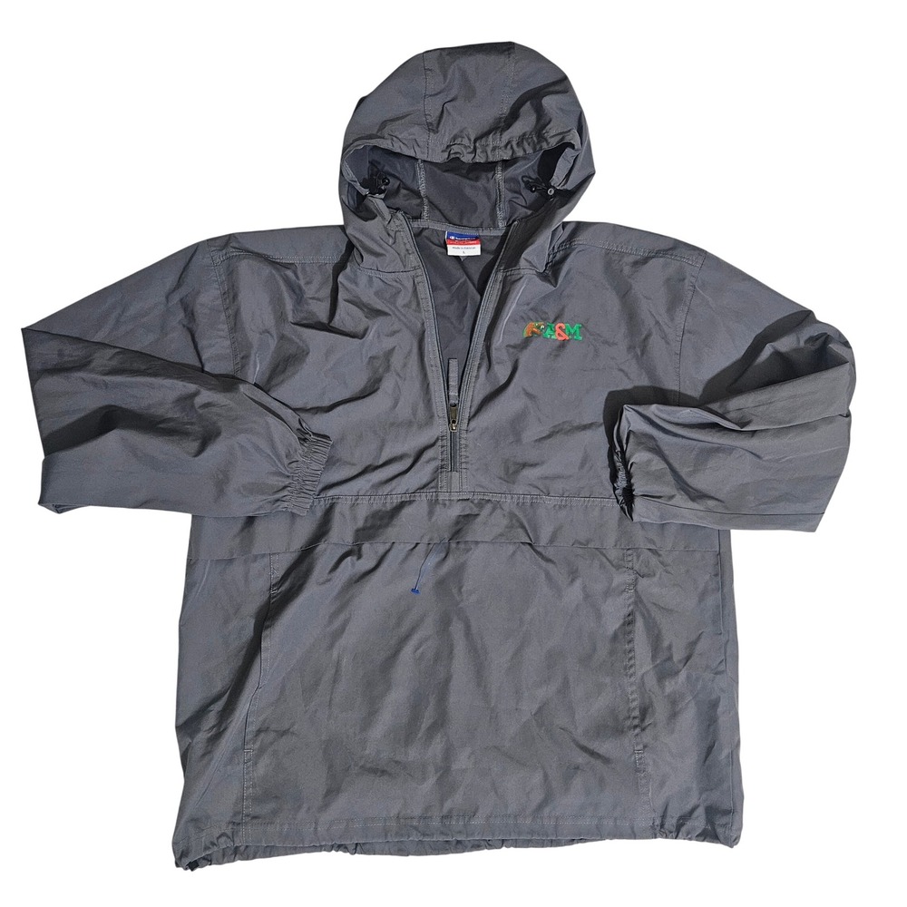 Champion FAMU Rattlers Florida A&M Mens Large Half Zip Windbreaker Grey Hooded